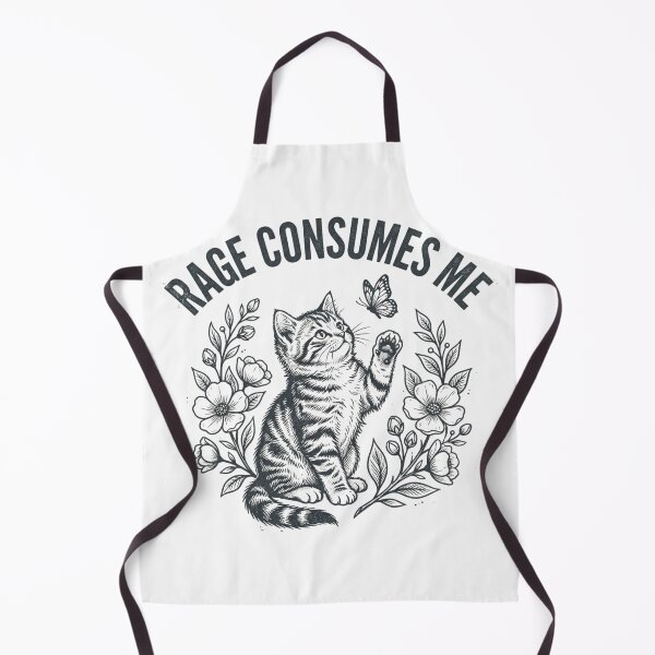 Item preview, Rage Consumes Me Funny Tabby Cat Butterfly Vintage Engraving designed and sold by raedattia.