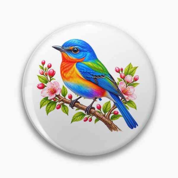 Item preview, Colorful Bird on Japanese Sakura Branch - Japanese Cherry Blossom Art designed and sold by CzipipitoStudio.