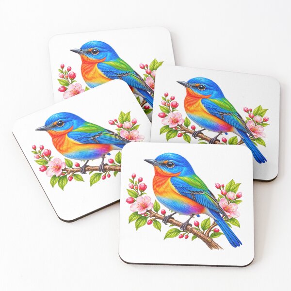 Item preview, Colorful Bird on Japanese Sakura Branch - Japanese Cherry Blossom Art designed and sold by CzipipitoStudio.