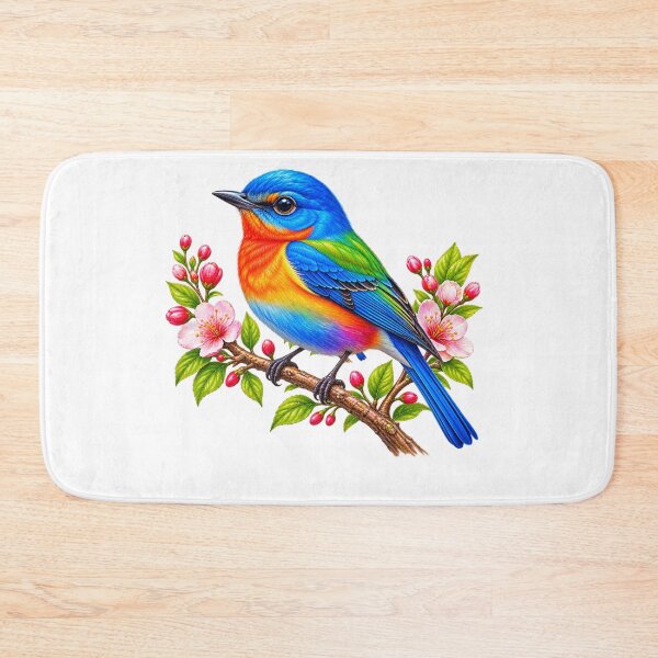 Item preview, Colorful Bird on Japanese Sakura Branch - Japanese Cherry Blossom Art designed and sold by CzipipitoStudio.