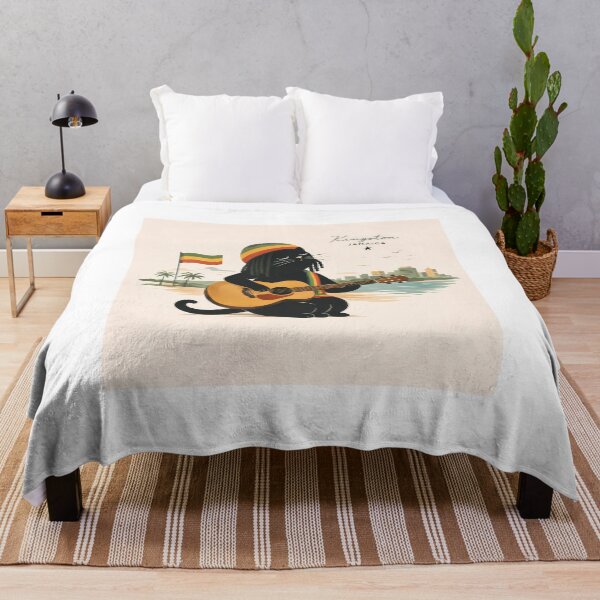 Item preview, Jamaican Cat Playing Guitar Kingston Reggae Art designed and sold by Wandered North.