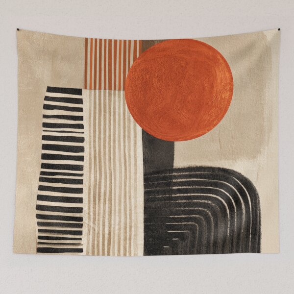Item preview, Mid-Century Modern Terracotta Sun - Two Tone Earthy - Abstract Geometric Art designed and sold by GrinGalore.