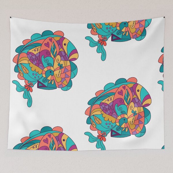 Item preview, ⁠Whimsical Colorful Doodle Art Abstract Floral Heart Patterns Sticker Print⁠ designed and sold by Julia9632.