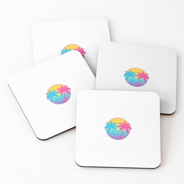 Item preview, Neon Vaporwave Palm Trees Sunset Retro Badge designed and sold by ByKayaPrints.