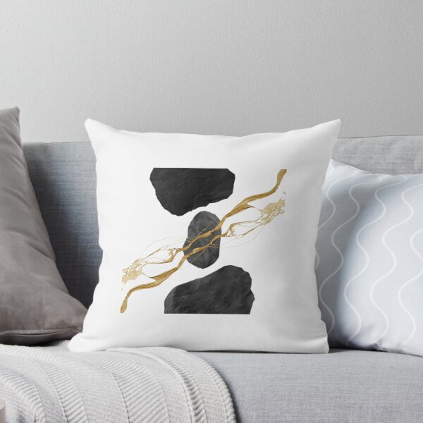 Item preview, Abstract Gold Fluid Marble Black Stone Art designed and sold by ByKayaPrints.