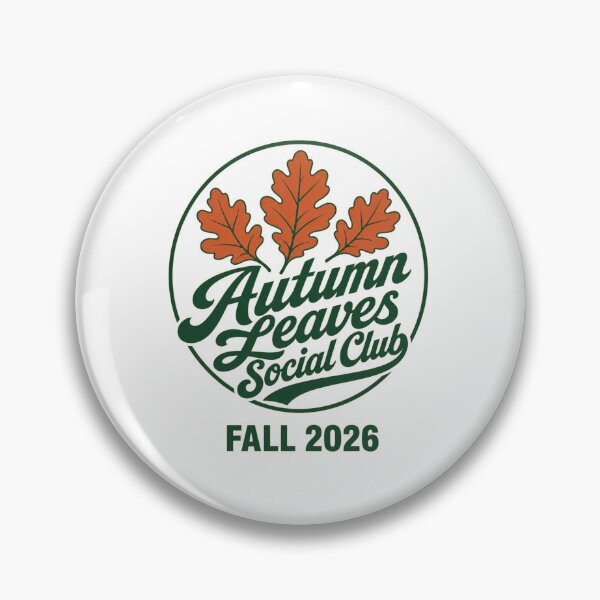 Item preview, Autumn Leaves Social Club Fall 2026 Retro Varsity Oak Leaf Badge designed and sold by FestivityFinds.