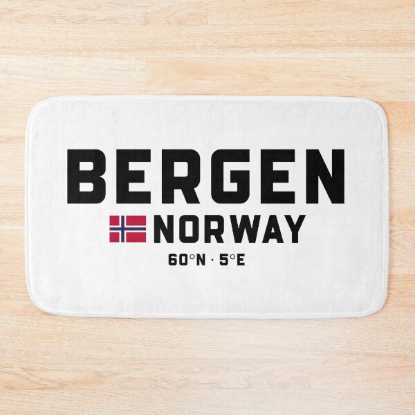 Artikelvorschau, Bergen, Norwegen – Koordinaten und Flagge entworfen und verkauft von Andersce.