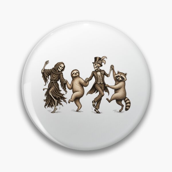 Item preview, Dance Macabre – Vintage Skeleton Sloth & Raccoon designed and sold by Rust & Soul.