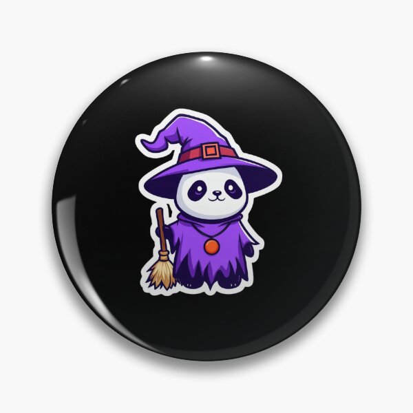 Item preview, Cute Panda Witch Halloween Kawaii Chibi with Broomstick Purple Costume designed and sold by FestivityFinds.