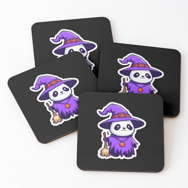 Item preview, Cute Panda Witch Halloween Kawaii Chibi with Broomstick Purple Costume designed and sold by FestivityFinds.