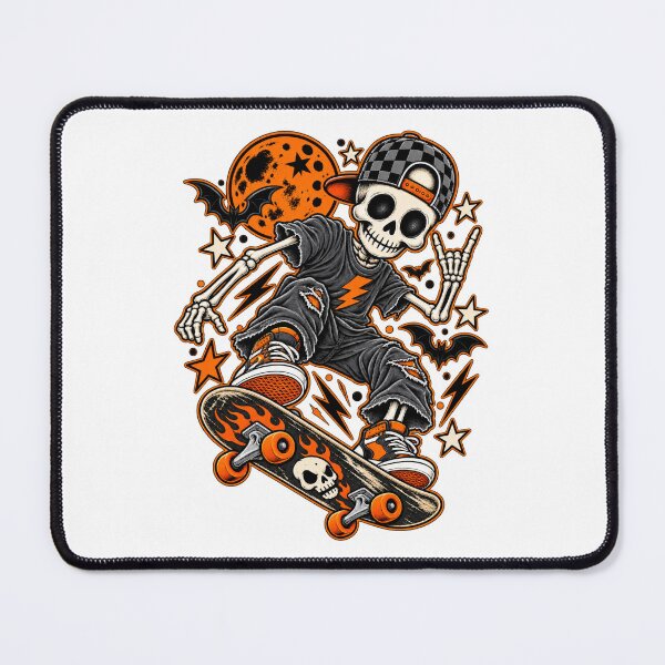Item preview, Halloween Skeleton Skater on Flaming Skateboard designed and sold by afr-saad.