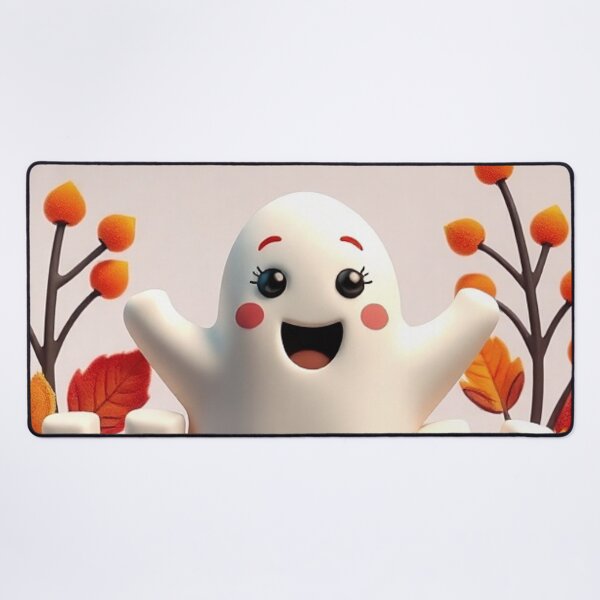 Item preview, Happy Ghost Autumn Leaves Illustration designed and sold by IntelliMindDesigns.