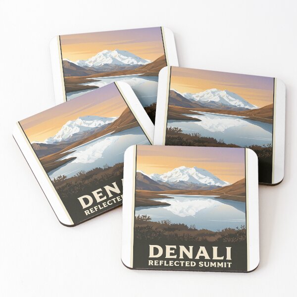 Item preview, Denali Reflected Summit Alaska Vintage Poster Sticker designed and sold by DetourDgn.