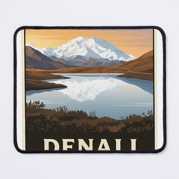 Item preview, Denali Reflected Summit Alaska Vintage Poster Sticker designed and sold by DetourDgn.