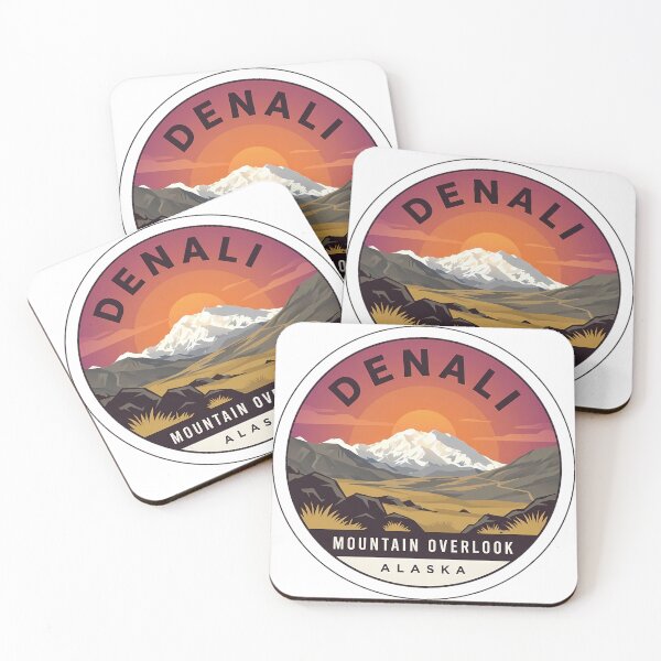 Item preview, Denali Mountain Overlook Alaska Circular Badge Sticker designed and sold by DetourDgn.