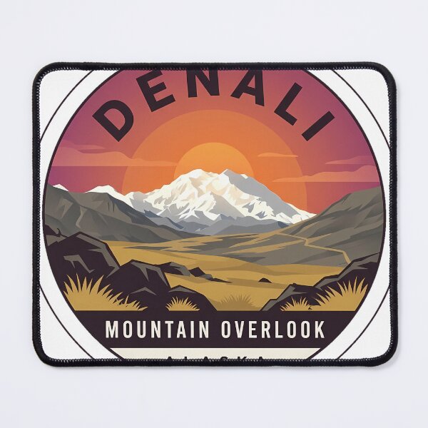 Item preview, Denali Mountain Overlook Alaska Circular Badge Sticker designed and sold by DetourDgn.
