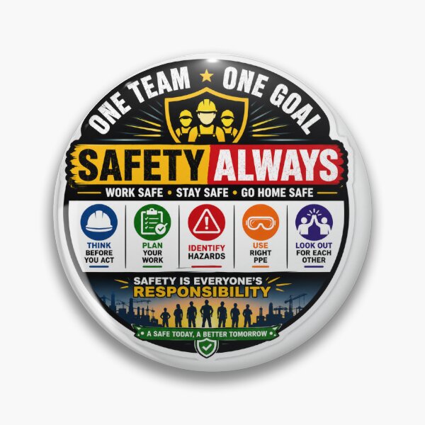 Item preview, Safety Always – One Team One Goal | Workplace Safety Sticker designed and sold by vinothmech53.