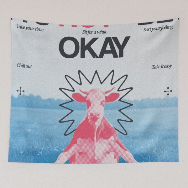Item preview, Retro Meditating Cow Mental Health Aesthetic Poster designed and sold by cezzarie.