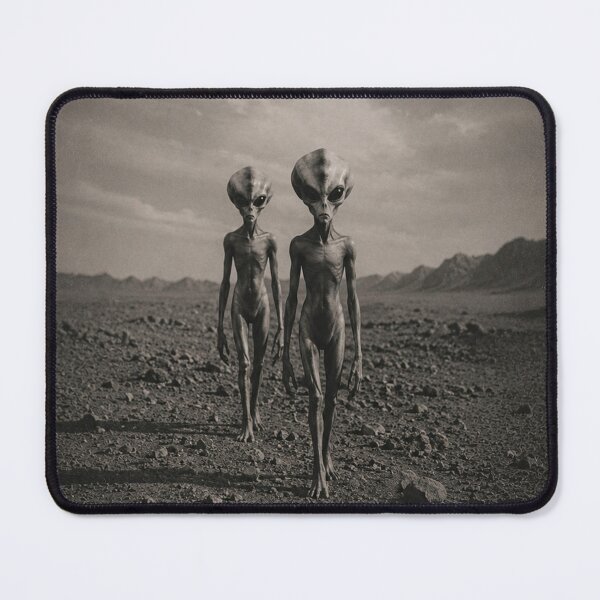 Item preview, Vintage Alien Encounter – Retro UFO Gray Aliens Desert Photograph designed and sold by ZYVARENNE.