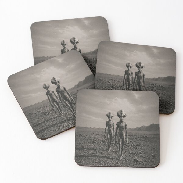 Item preview, Vintage Alien Encounter – Retro UFO Gray Aliens Desert Photograph designed and sold by ZYVARENNE.
