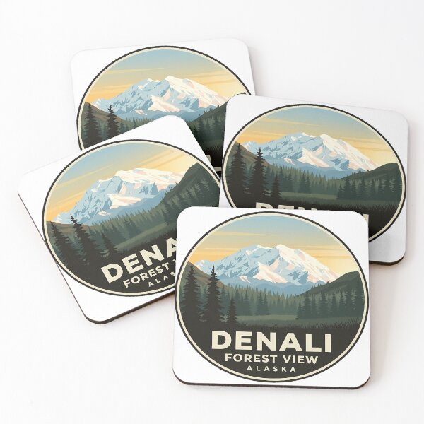 Item preview, Denali Forest View Alaska Vintage Oval Badge Sticker designed and sold by DetourDgn.