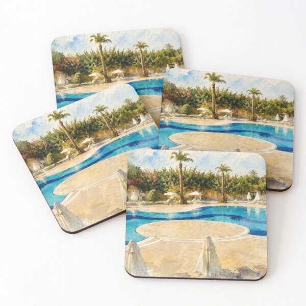 Item preview, Luxury Resort Pool Digital Watercolor designed and sold by SlavaArt.