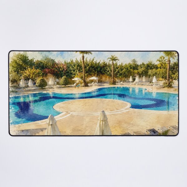 Item preview, Luxury Resort Pool Digital Watercolor designed and sold by SlavaArt.
