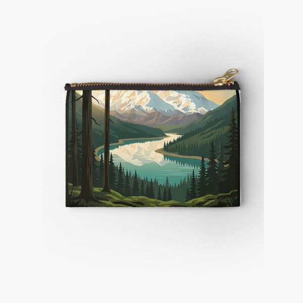 Item preview, Denali Lakeside View Alaska Vintage Travel Poster Sticker designed and sold by DetourDgn.