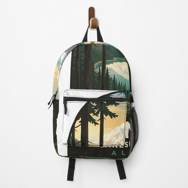 Item preview, Denali Lakeside View Alaska Vintage Travel Poster Sticker designed and sold by DetourDgn.
