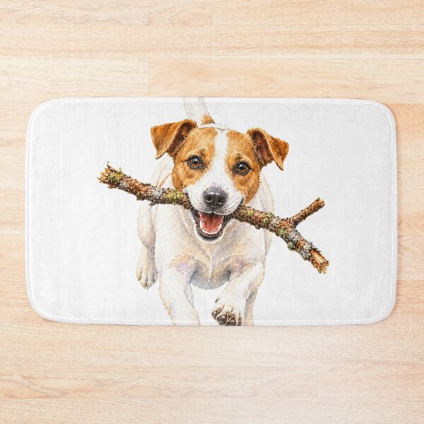 Item preview, Happy Jack Russell Terrier Running with a Branch designed and sold by Russell Thorne.
