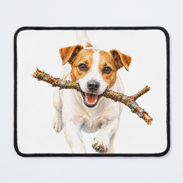 Item preview, Happy Jack Russell Terrier Running with a Branch designed and sold by Russell Thorne.