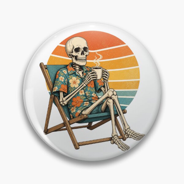 Item preview, Retro Skeleton Tropical Shirt Beach Chair Coffee Sunset designed and sold by Retro Surf & Roam.