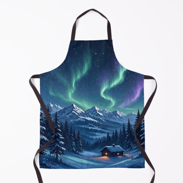 Item preview, Aurora Borealis Northern Lights Snowy Cabin Mountain designed and sold by Herodestroyer.