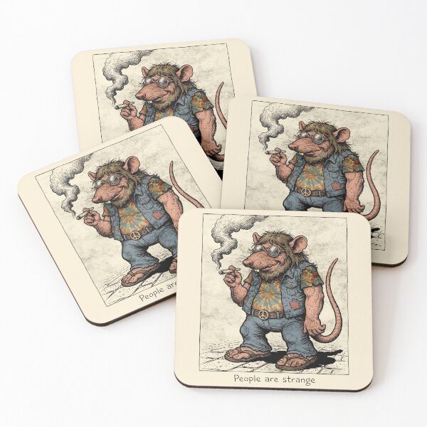 Item preview, People Are Strange Hippie Rat - Vintage Underground Comix Counterculture Art Print designed and sold by FreiherrPK.