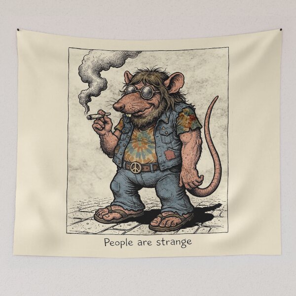 Item preview, People Are Strange Hippie Rat - Vintage Underground Comix Counterculture Art Print designed and sold by FreiherrPK.