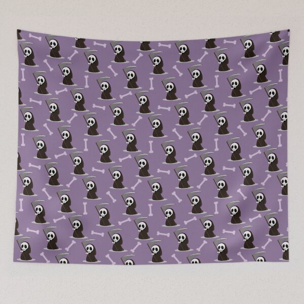 Item preview, Grim Reaper and Bone Pattern on Purple designed and sold by ClarissaDoodles.