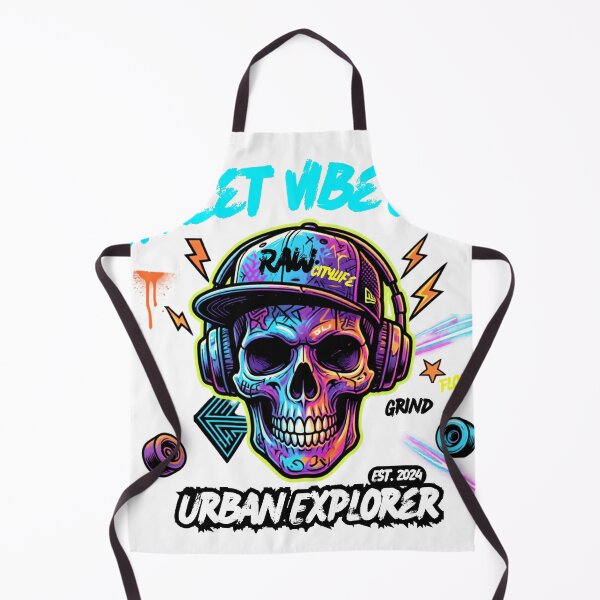 Item preview, Street Vibe Only - Neon Graffiti Skull Urban Explorer designed and sold by rich-moda.