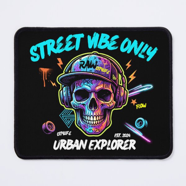 Item preview, Street Vibe Only - Neon Graffiti Skull Urban Explorer designed and sold by rich-moda.
