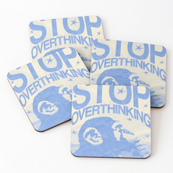 Item preview, Stop Overthinking Retro Chimp Y2K Blue Poster Art designed and sold by cezzarie.