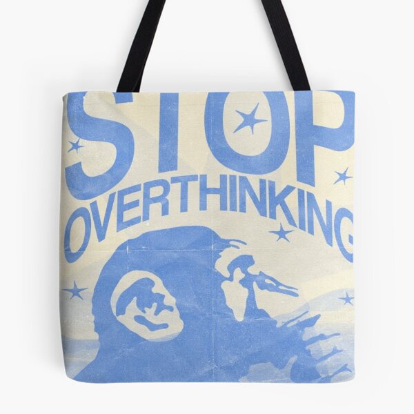 Item preview, Stop Overthinking Retro Chimp Y2K Blue Poster Art designed and sold by cezzarie.