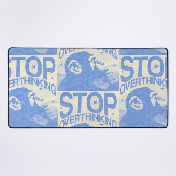 Item preview, Stop Overthinking Retro Chimp Y2K Blue Poster Art designed and sold by cezzarie.