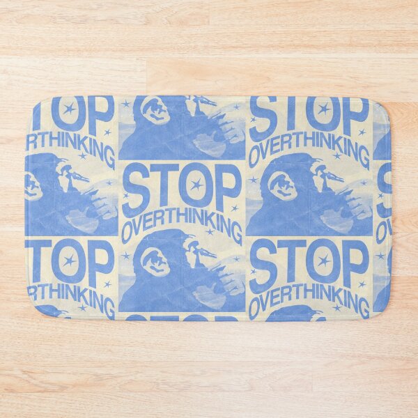Item preview, Stop Overthinking Retro Chimp Y2K Blue Poster Art designed and sold by cezzarie.