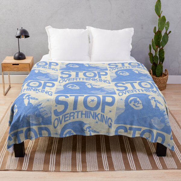 Item preview, Stop Overthinking Retro Chimp Y2K Blue Poster Art designed and sold by cezzarie.