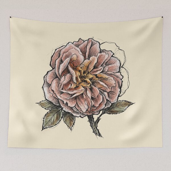 Item preview, Rosa Centifolia Cabbage Rose - Vintage Botanical Dark Academia Art Print designed and sold by FreiherrPK.