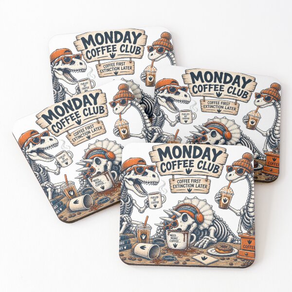 Item preview, Monday Coffee Club Skeleton Dinosaurs Coffee First Extinction Later designed and sold by zhivago1980.