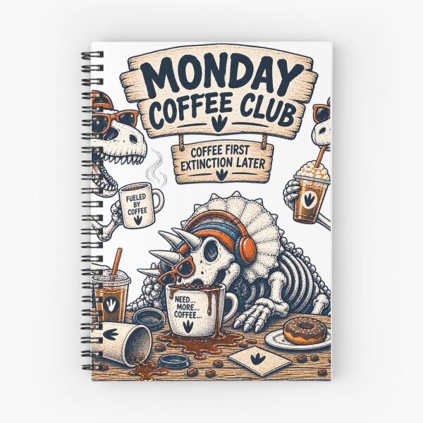 Item preview, Monday Coffee Club Skeleton Dinosaurs Coffee First Extinction Later designed and sold by zhivago1980.