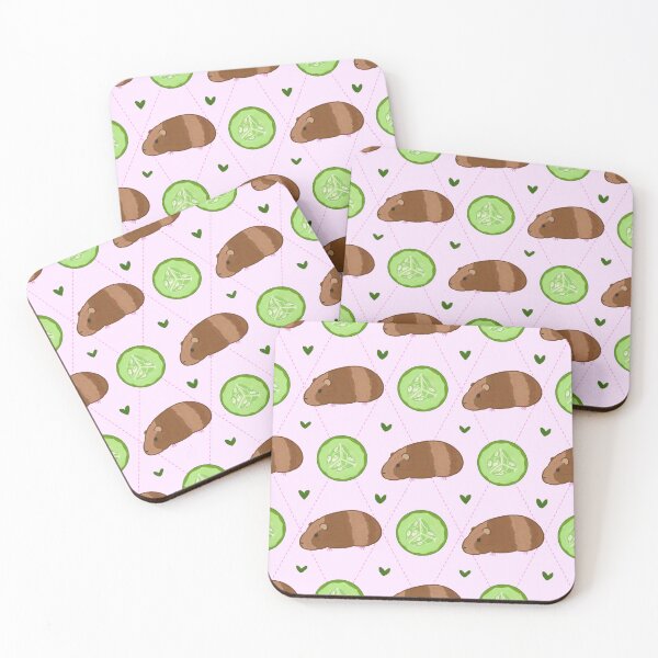 Item preview, Guinea Pig and Cucumber Pattern on Pink designed and sold by ClarissaDoodles.