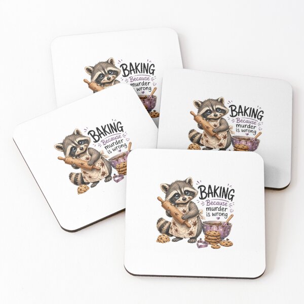 Item preview, Cute Raccoon Baking Because Murder Is Wrong Funny designed and sold by sazuii.