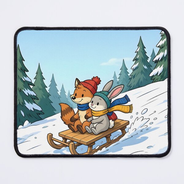 Item preview, Cute Fox and Bunny Sledding Winter Animals designed and sold by Herodestroyer.