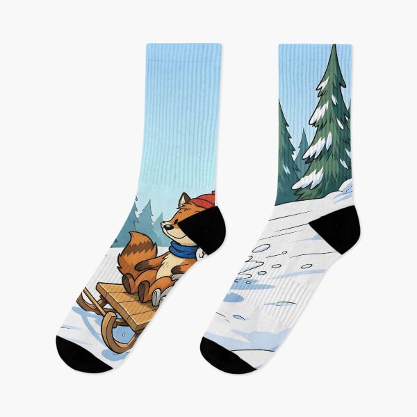 Item preview, Cute Fox and Bunny Sledding Winter Animals designed and sold by Herodestroyer.